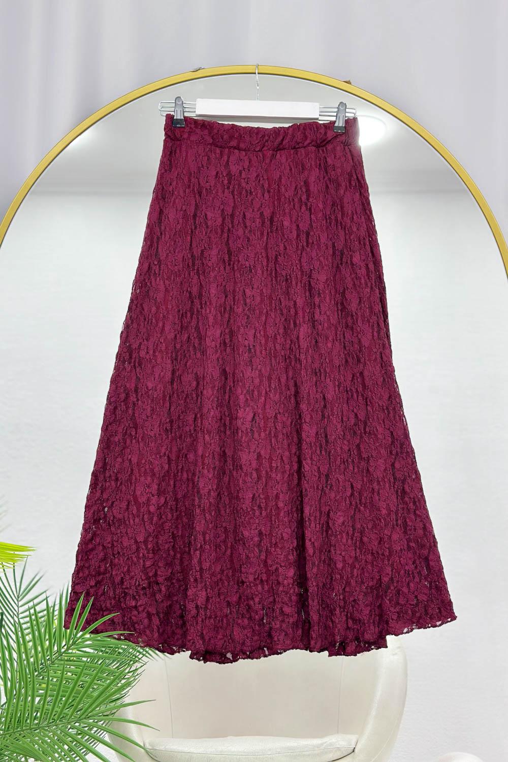 DÖKÜMLÜ DANTELLİ KADIN ETEK