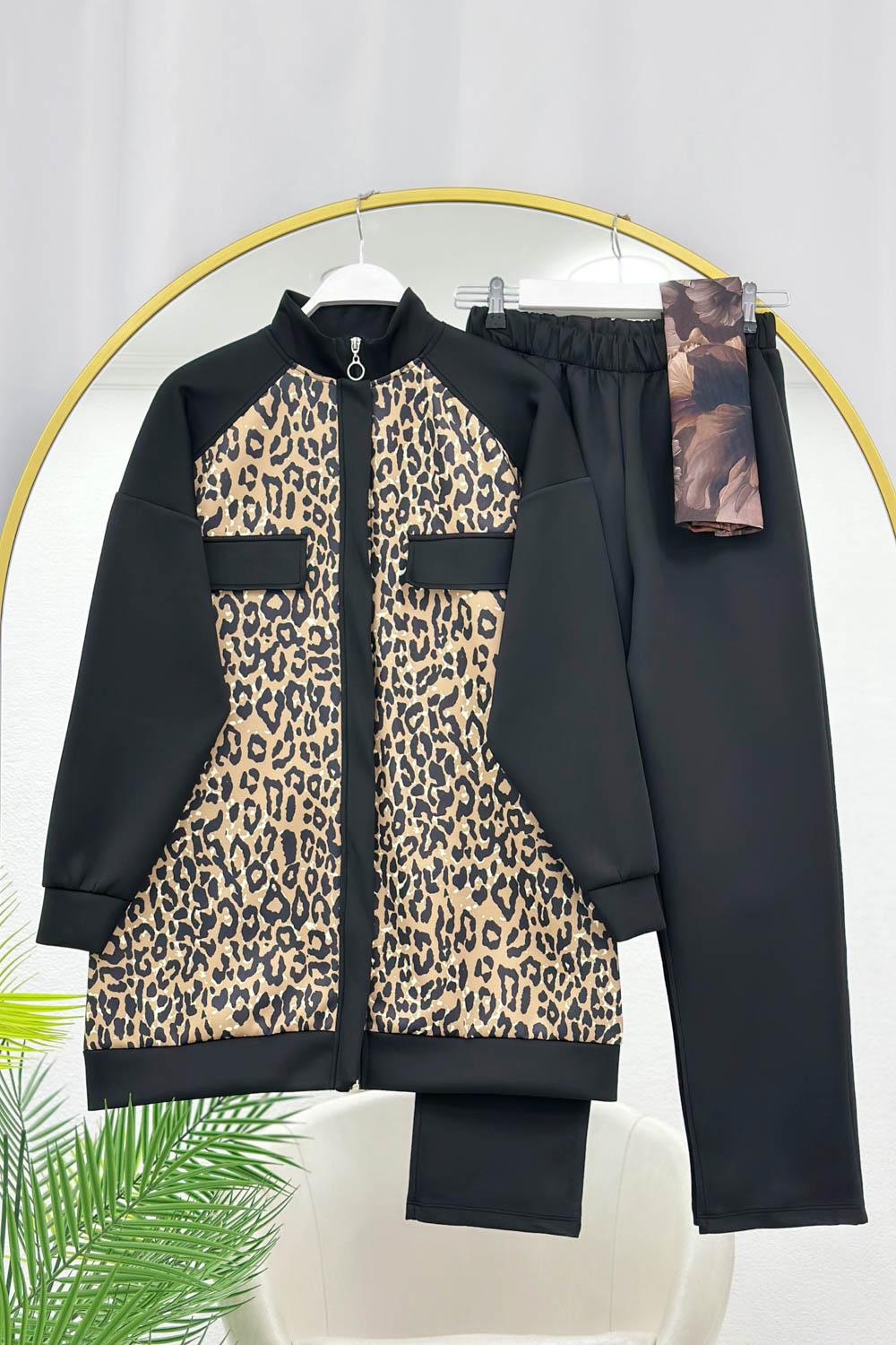 CEP KAPAKLI GARNİLİ LEOPAR KREP TAKIM