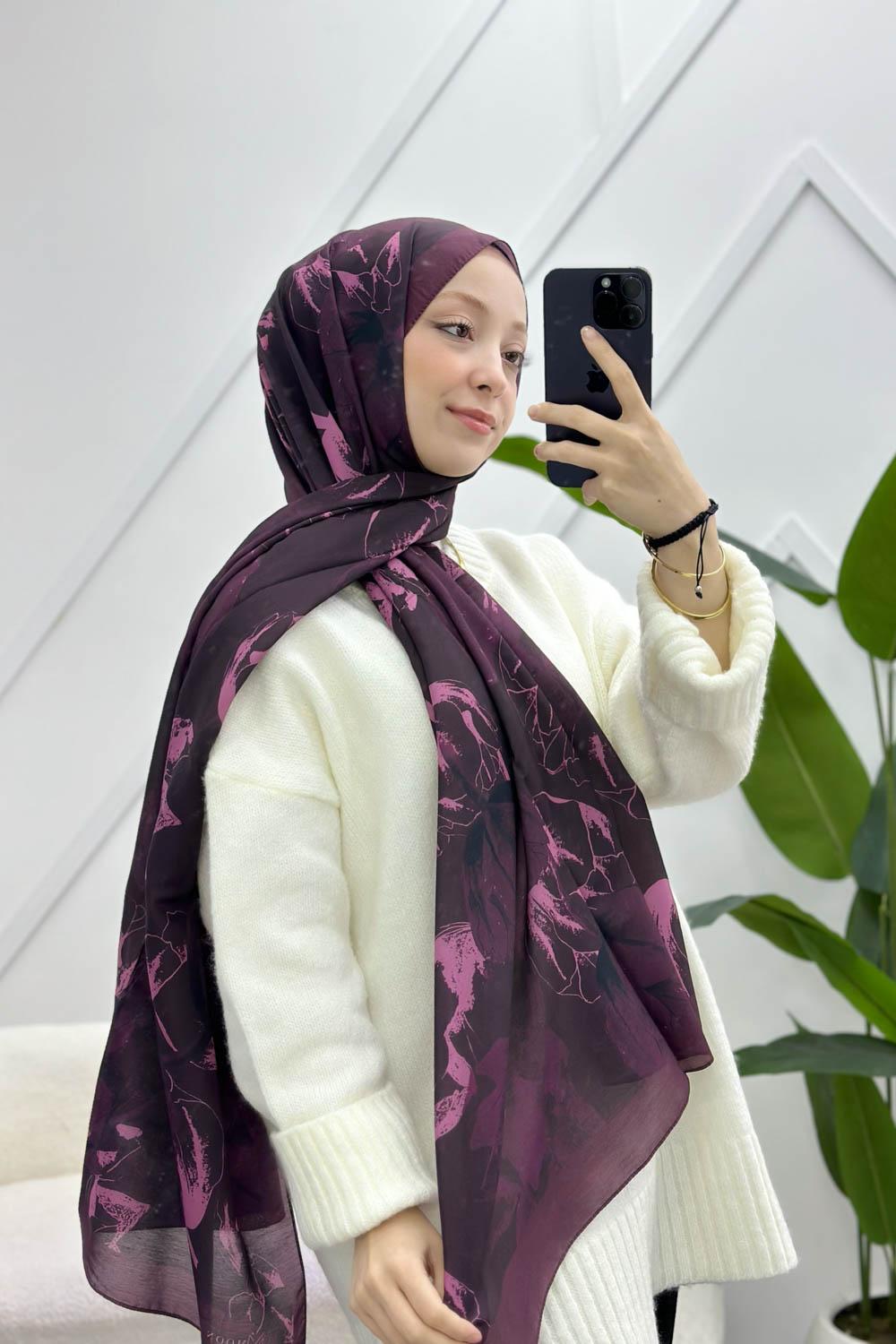 MÜRDÜM SERİSİ FLORAL DESEN  ŞAL