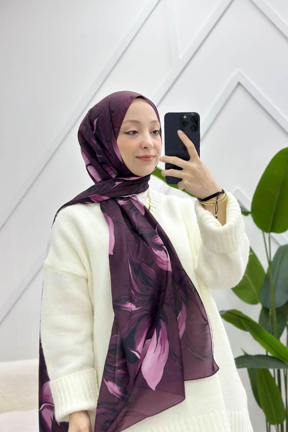 MÜRDÜM SERİSİ FLORAL DESEN  ŞAL