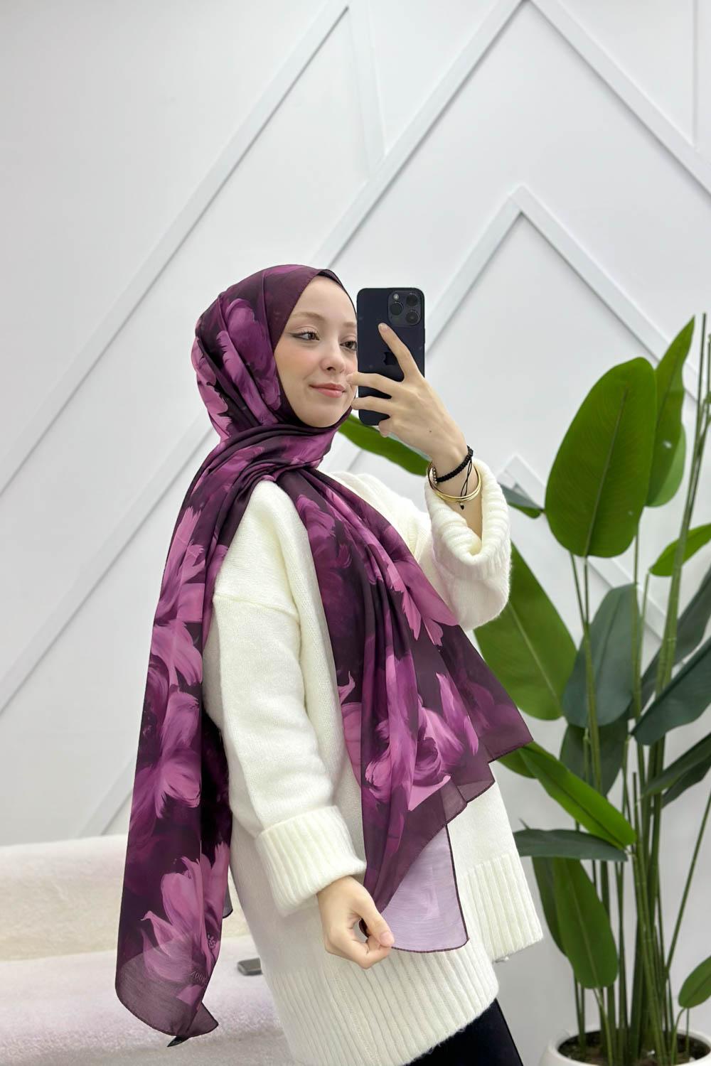 MÜRDÜM SERİSİ FLORAL DESEN  ŞAL