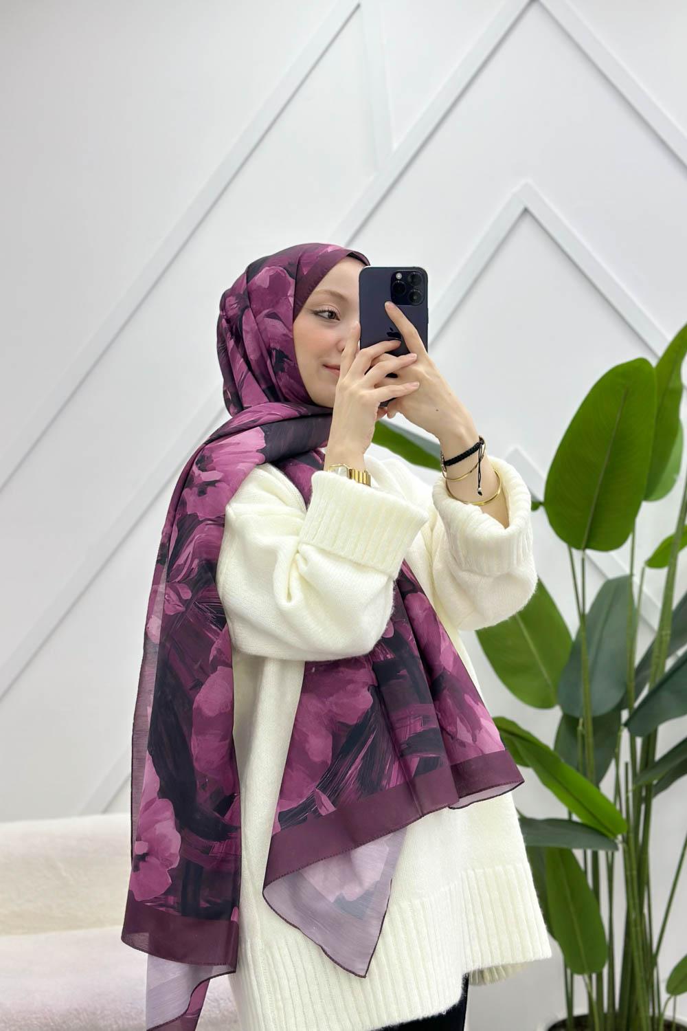 MÜRDÜM SERİSİ FLORAL DESEN  ŞAL