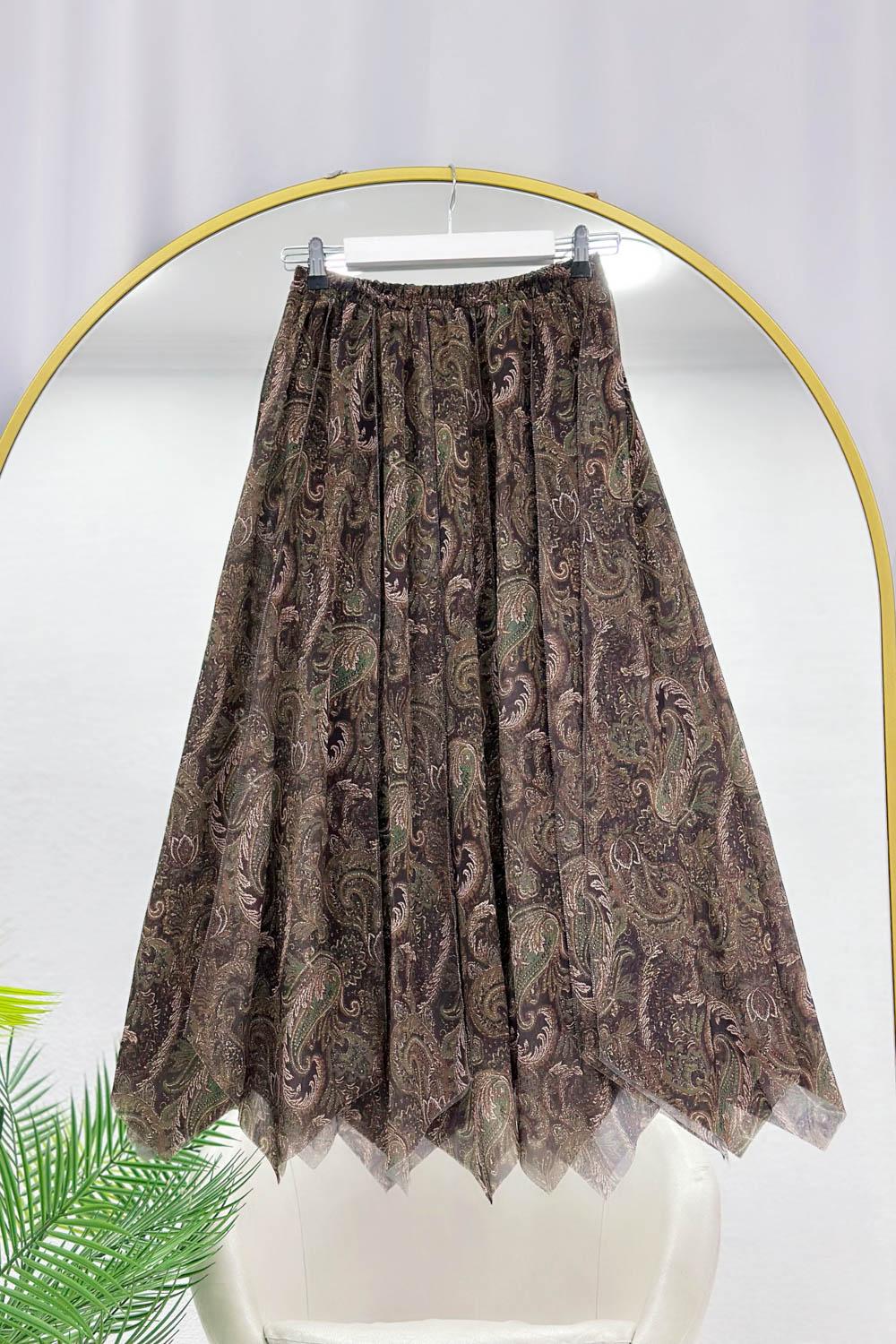 ASİMETRİK KESİM ASTARLI ŞİFON ETEK