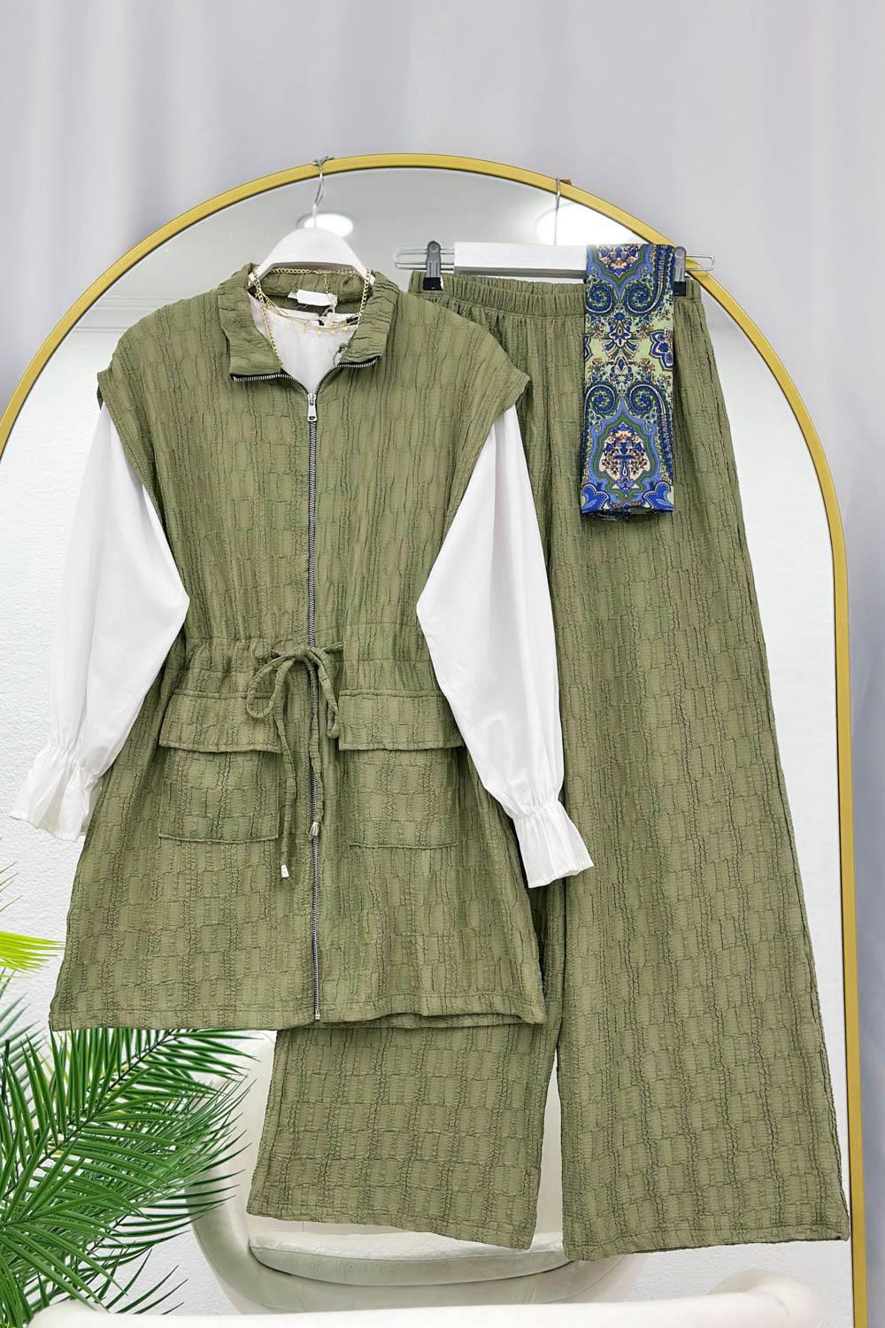 FIRFIR KUMAŞ YELEKLİ KADIN TAKIM