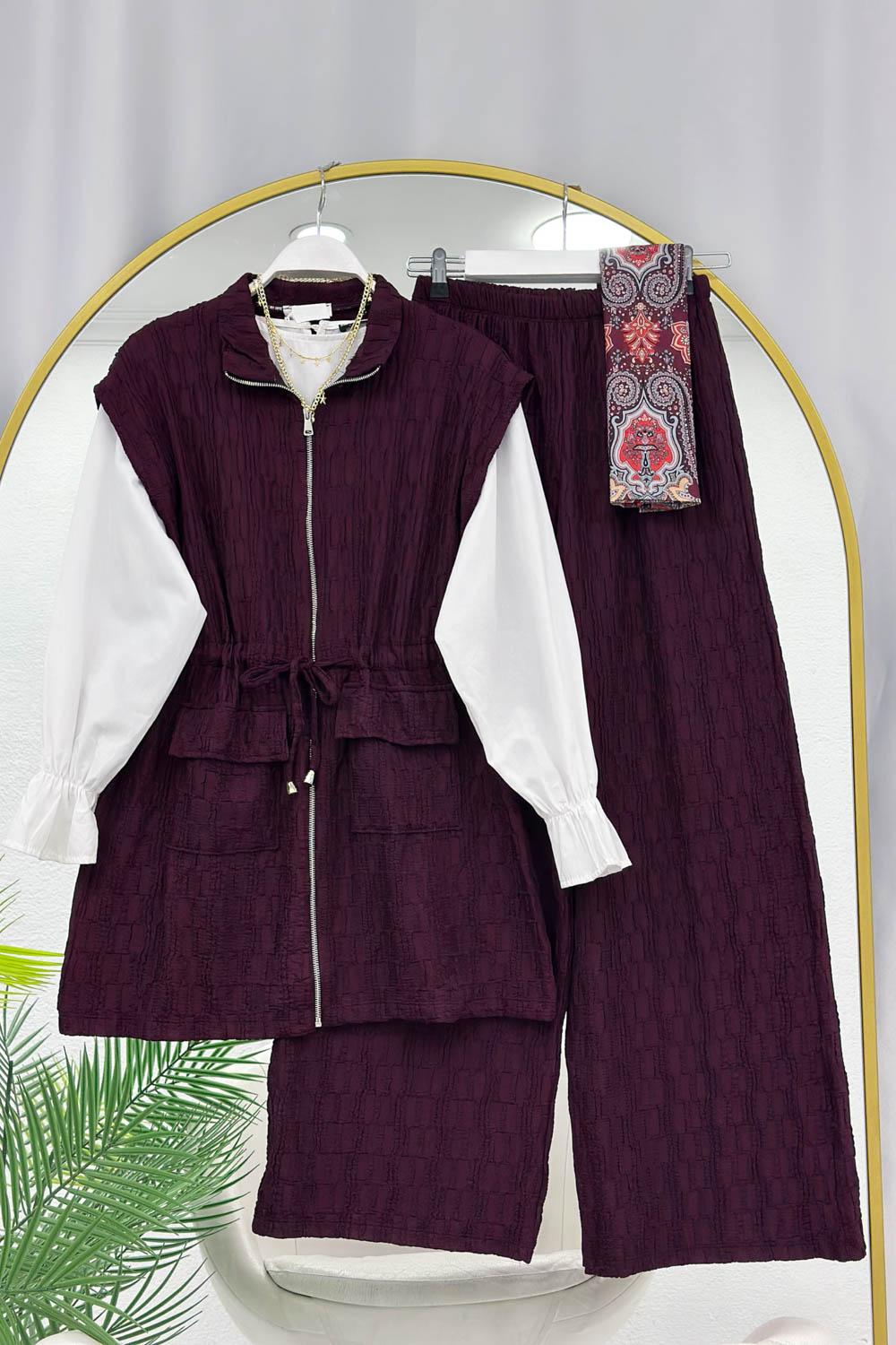 FIRFIR KUMAŞ YELEKLİ KADIN TAKIM