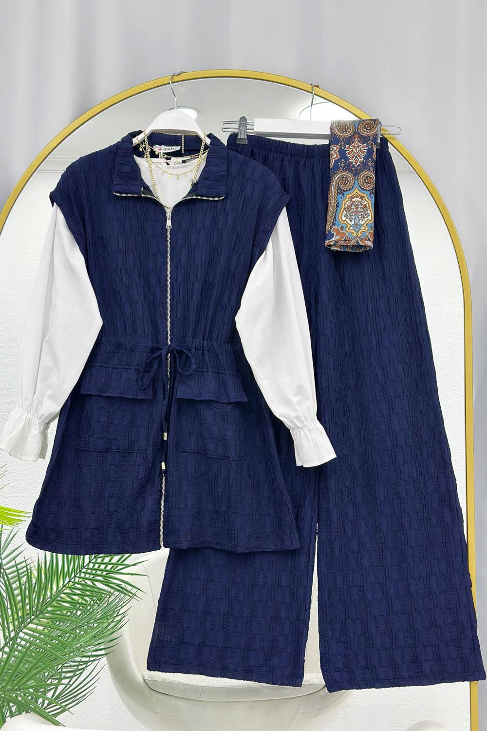 FIRFIR KUMAŞ YELEKLİ KADIN TAKIM