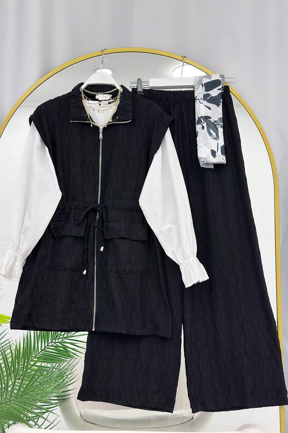 FIRFIR KUMAŞ YELEKLİ KADIN TAKIM