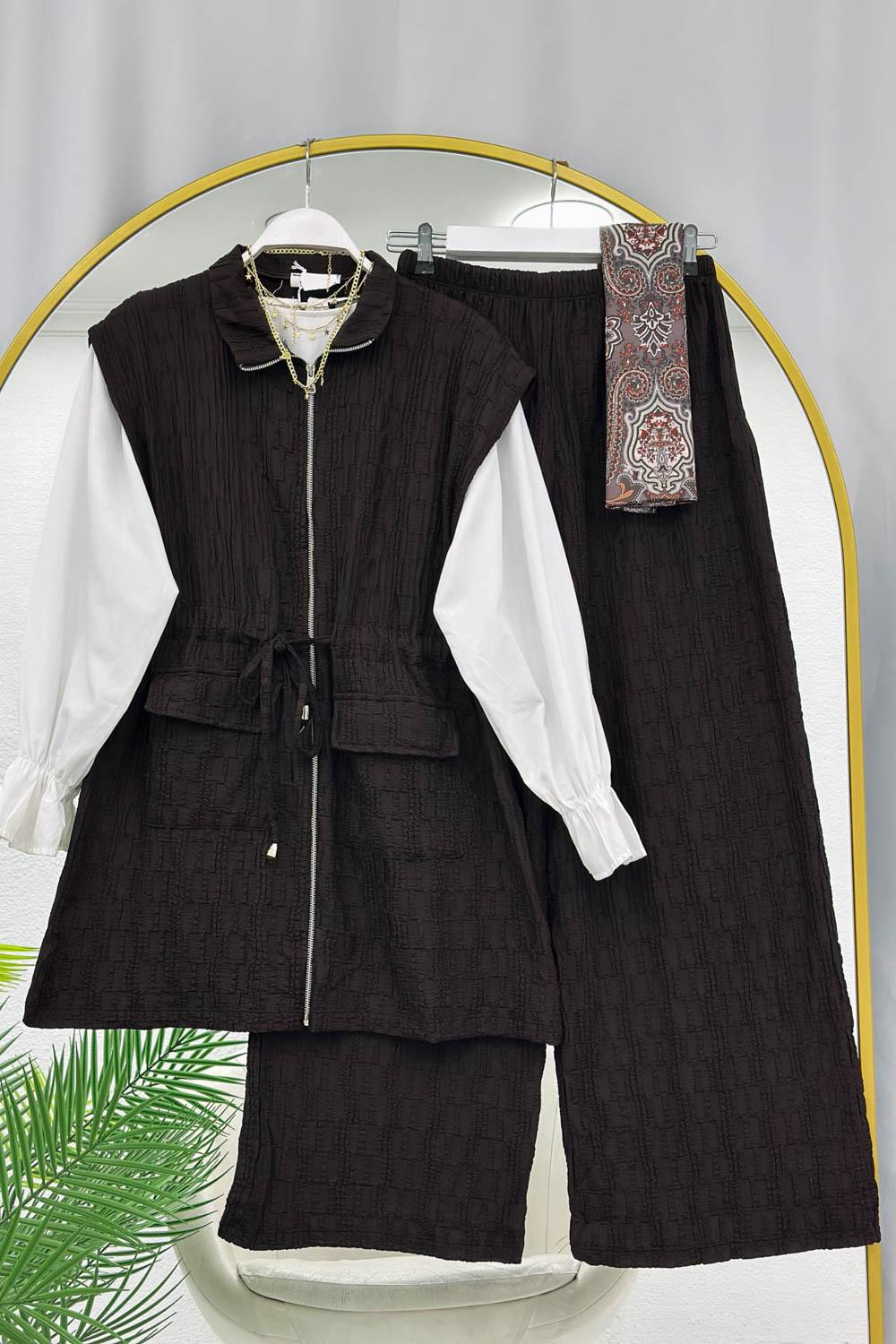 FIRFIR KUMAŞ YELEKLİ KADIN TAKIM