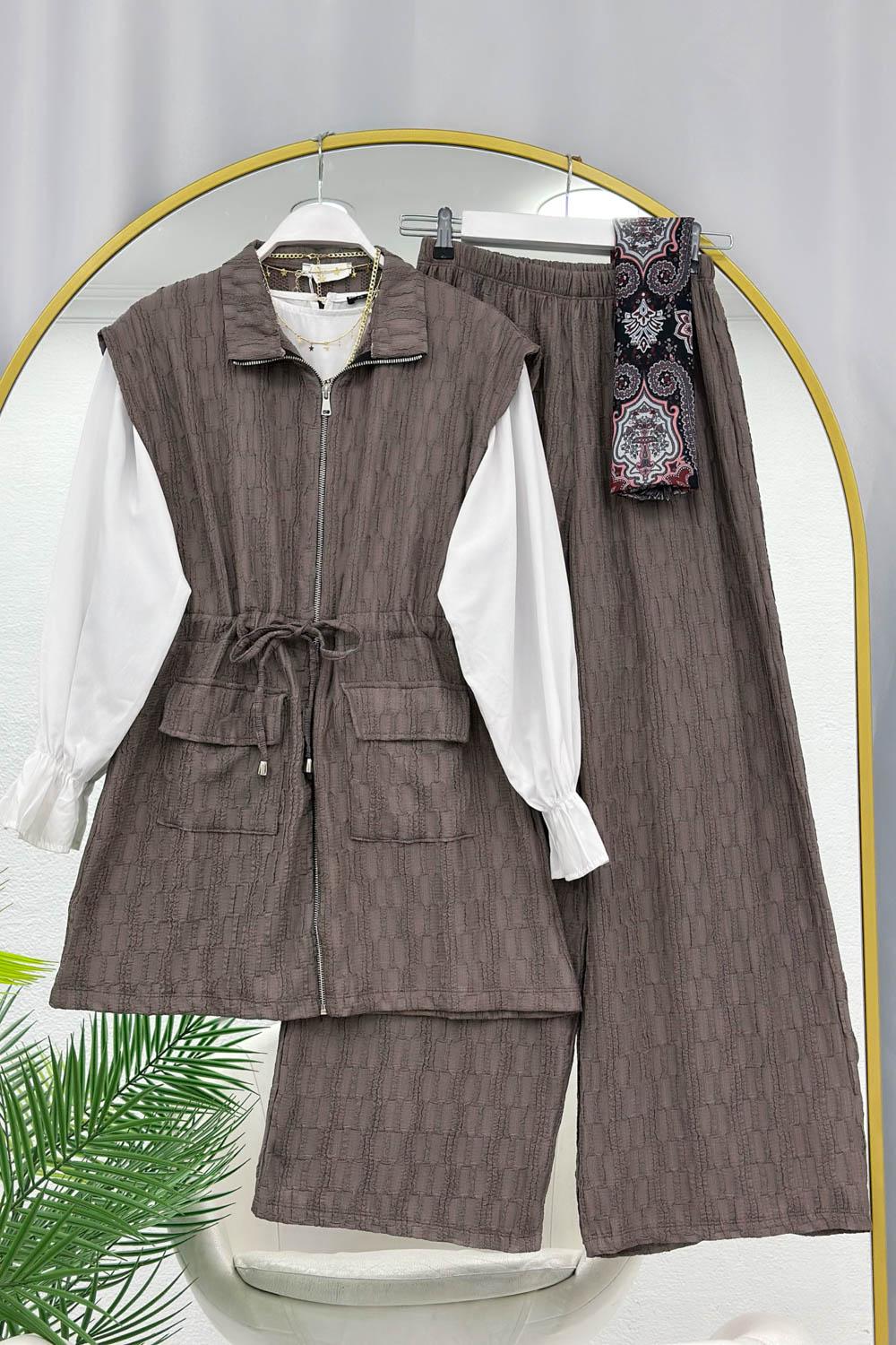 FIRFIR KUMAŞ YELEKLİ KADIN TAKIM