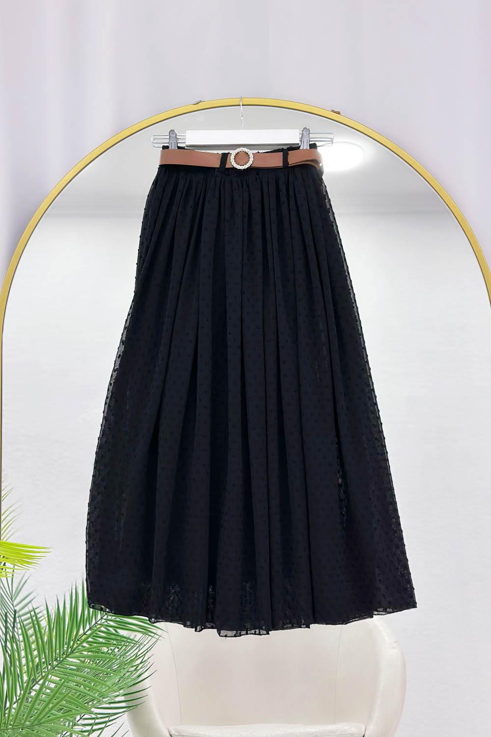 GÜPÜRLÜ KEMERLİ KADIN ETEK