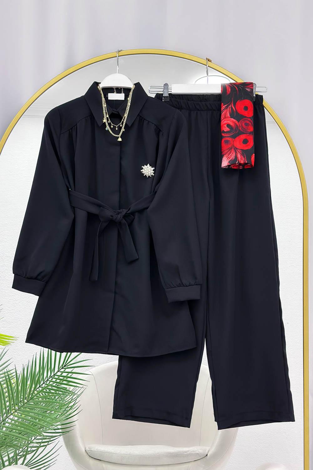 KEMER VE BRONŞ DETAYLI KADIN TAKIM