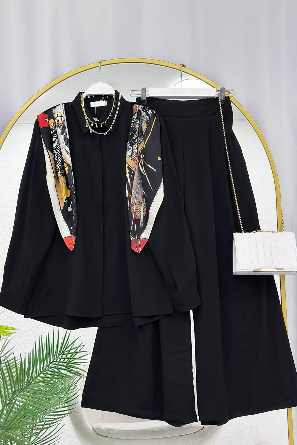 ŞAL DETAYLI PANTOLONLU GÖMLEK