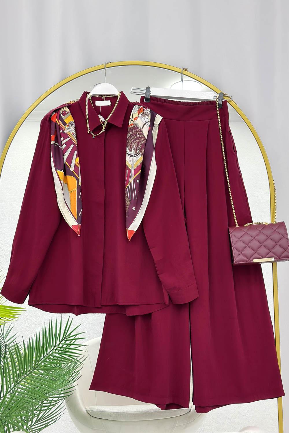 ŞAL DETAYLI PANTOLONLU GÖMLEK