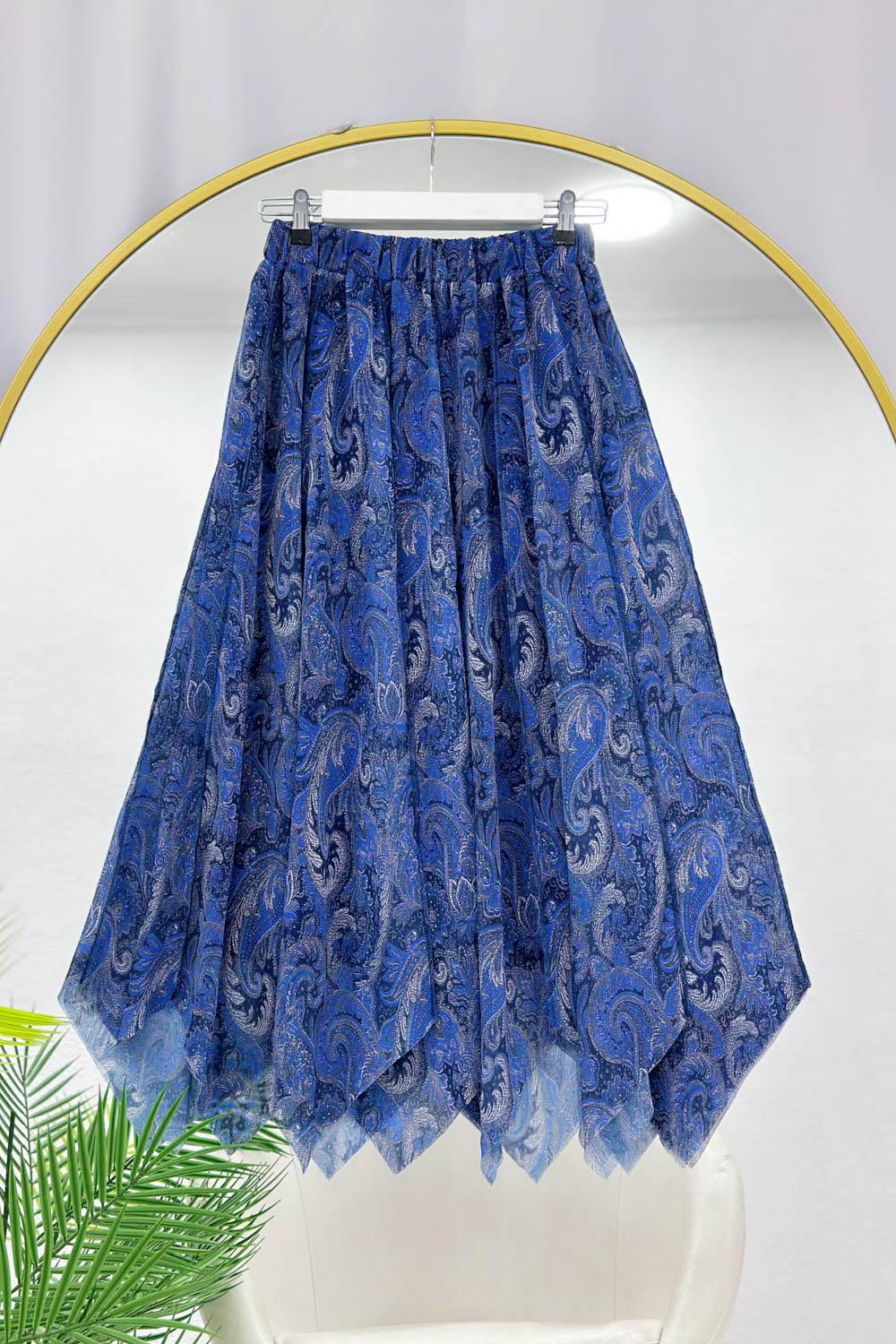 ASİMETRİK KESİM ASTARLI ŞİFON ETEK