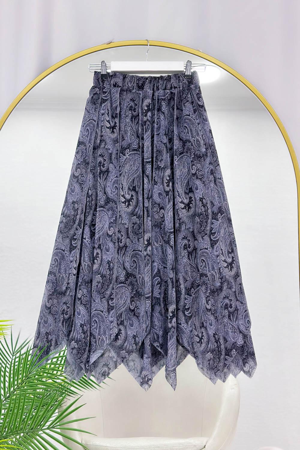 ASİMETRİK KESİM ASTARLI ŞİFON ETEK