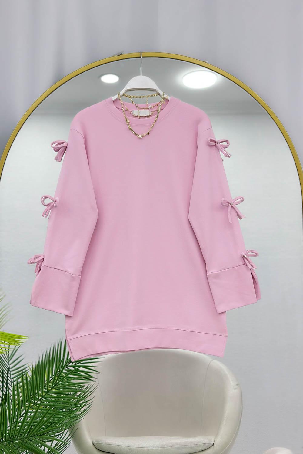 KOLLARI FİYONK DETAYLI OYSHO KUMAŞ KADIN TUNİK