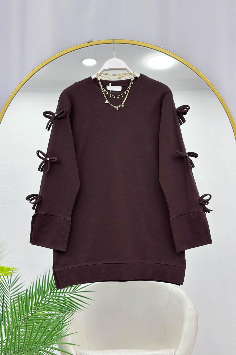 KOLLARI FİYONK DETAYLI OYSHO KUMAŞ KADIN TUNİK