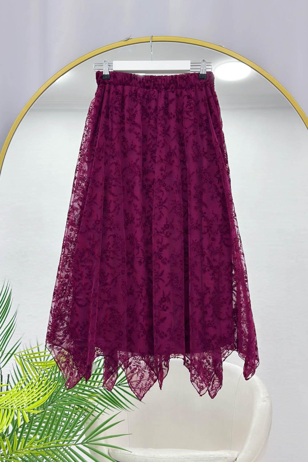 TÜL ÇİÇEK DESENLİ KADIN ETEK