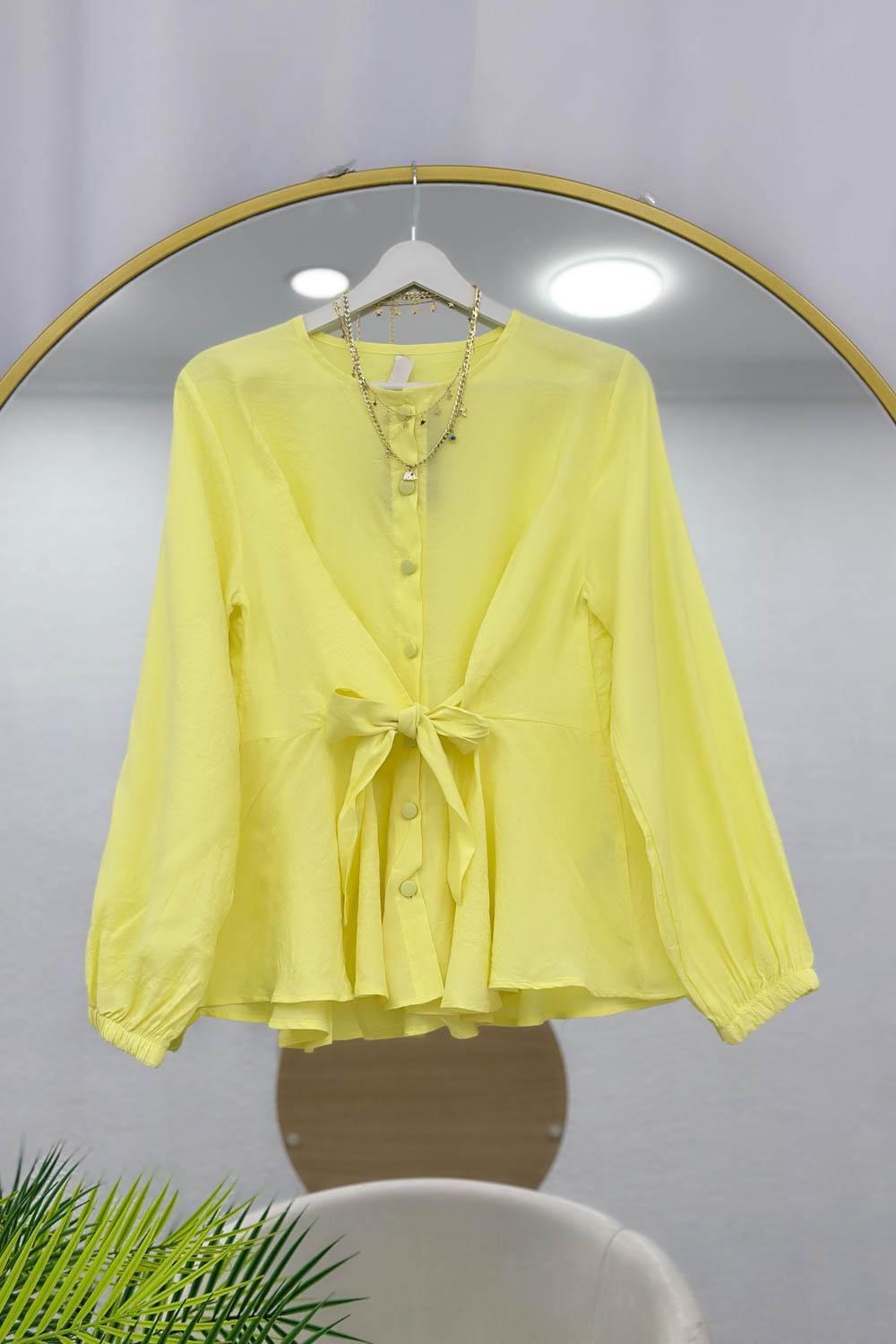 DÜĞMELİ ÖNDEN BAĞLAMALI KADIN GÖMLEK