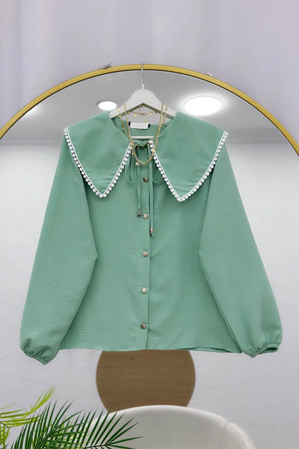 FİSTO YAKALI TENSEL GÖMLEK