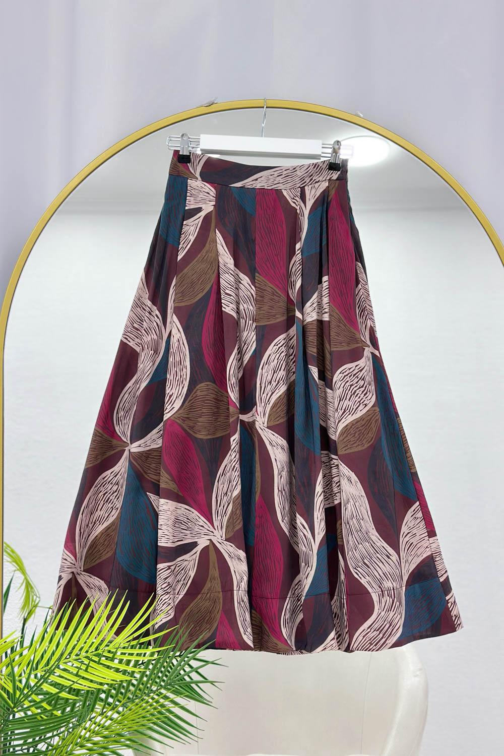 YARIM FERMUARLI DESENLİ KADIN ETEK