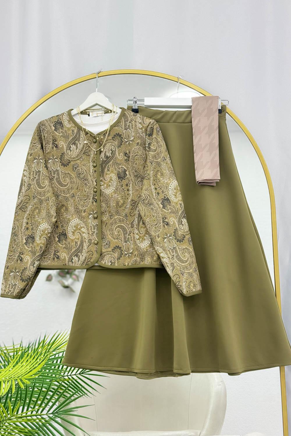 ŞAL DESEN CEKET ETEK KADIN SCUBA TAKIM