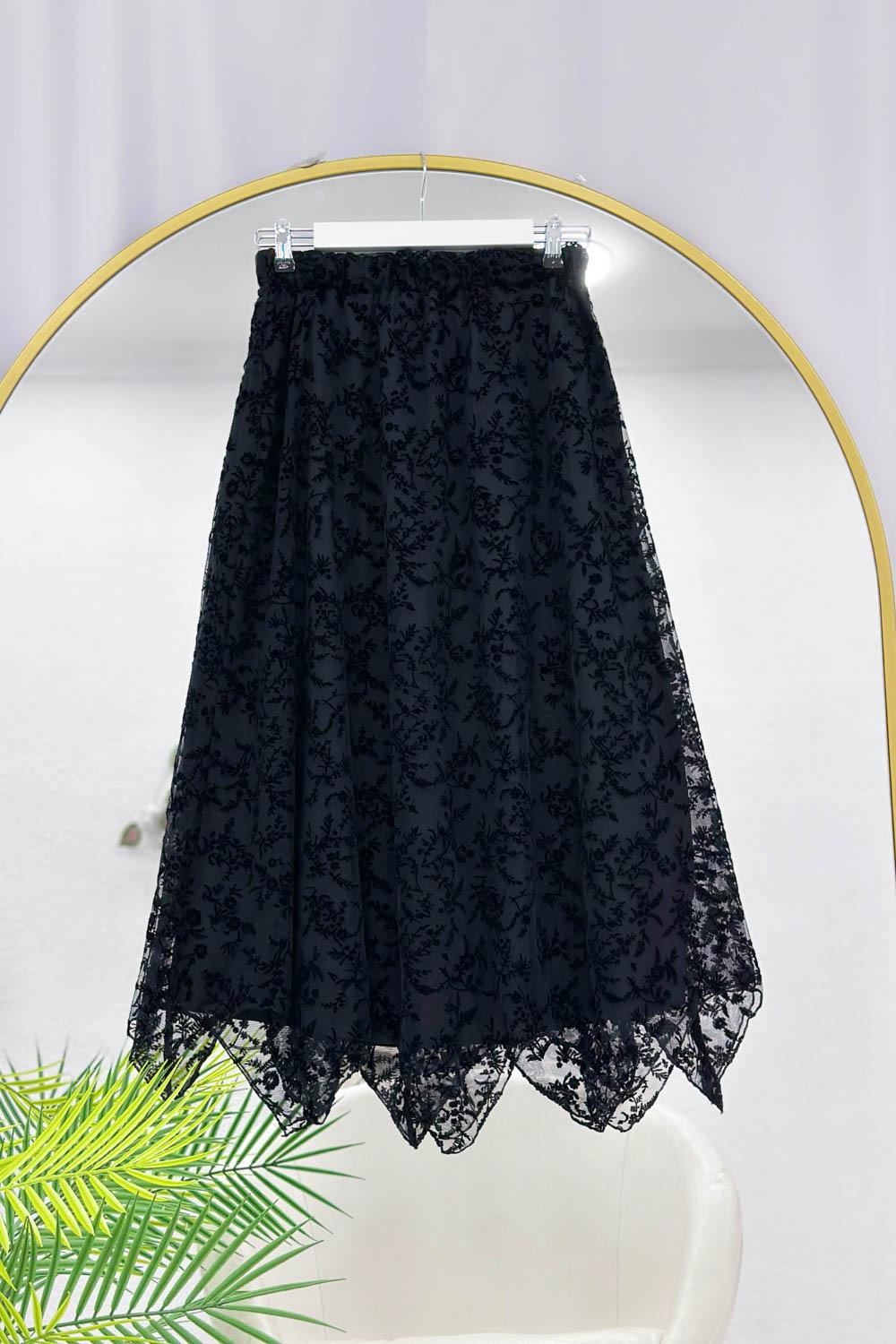 TÜL ÇİÇEK DESENLİ KADIN ETEK