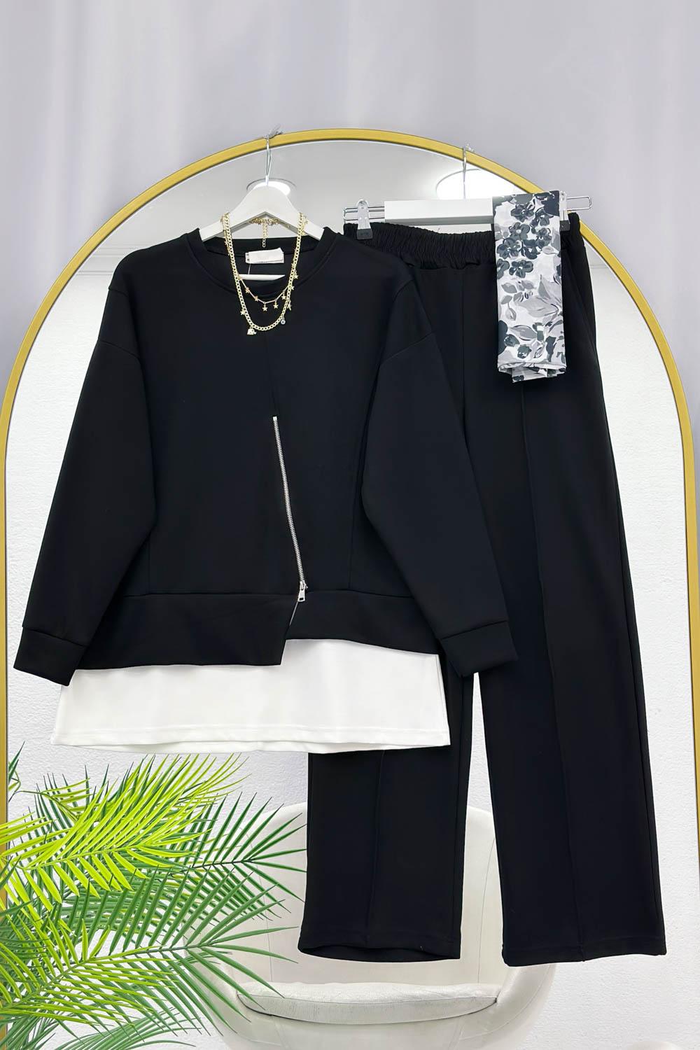 FERMUAR DETAYLI OYSO KUMAŞ KADIN EŞORTMAN TAKIM