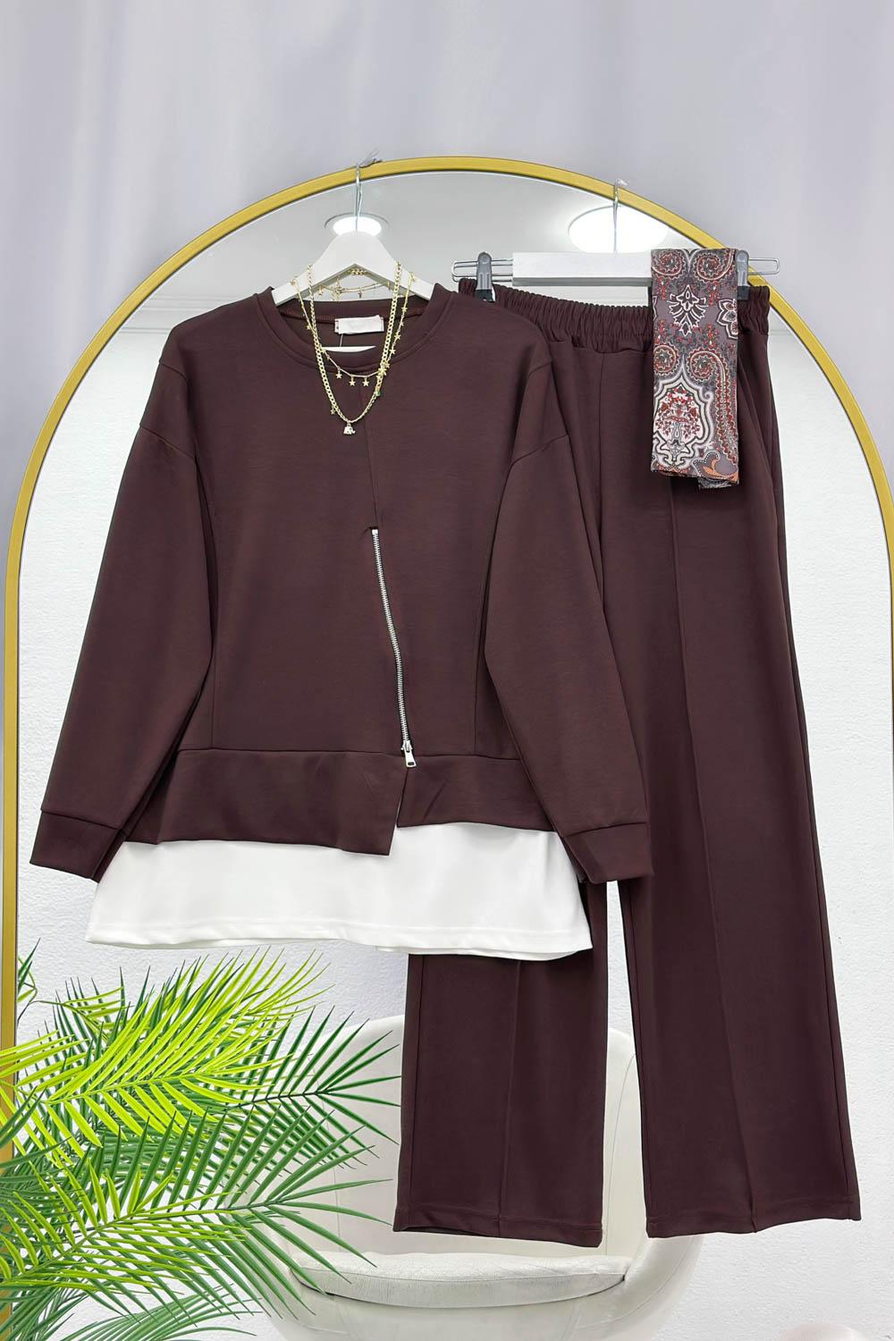 FERMUAR DETAYLI OYSO KUMAŞ KADIN EŞORTMAN TAKIM