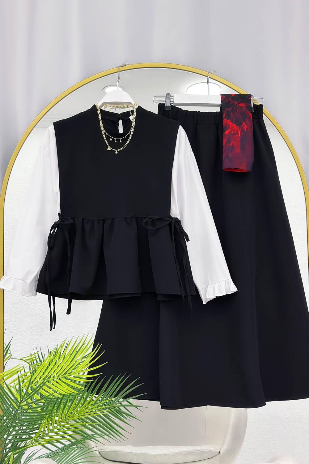 KOLLARI FIRFIRLI ETEKLİ KADIN TAKIM