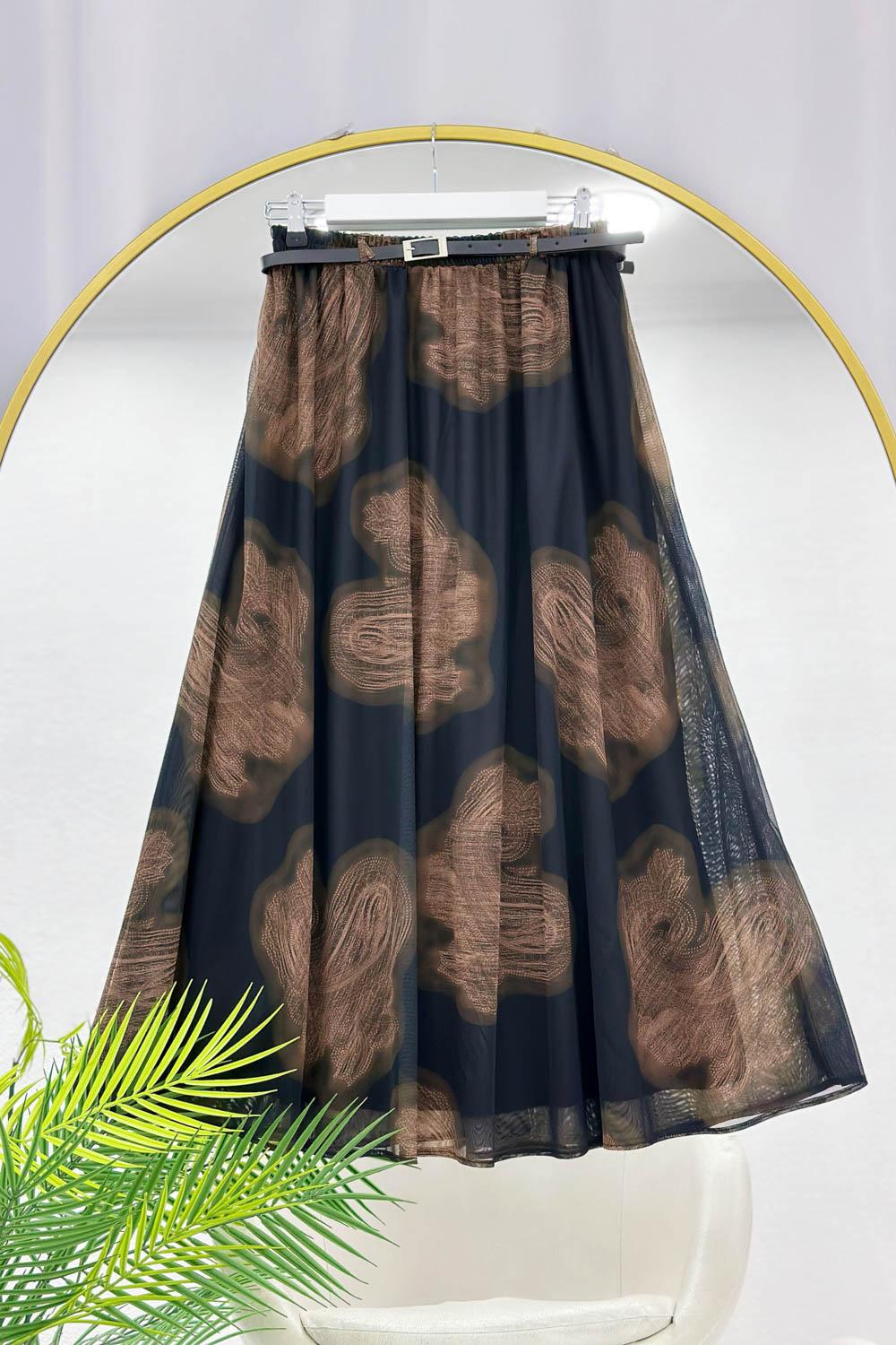 DİJİTAL BASKI ŞİFON KADIN ETEK