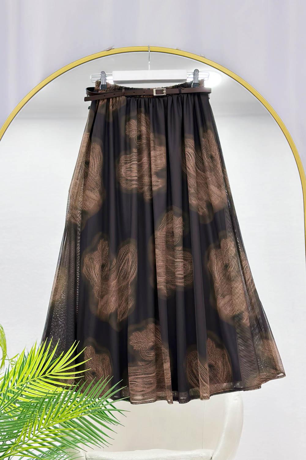 DİJİTAL BASKI ŞİFON KADIN ETEK