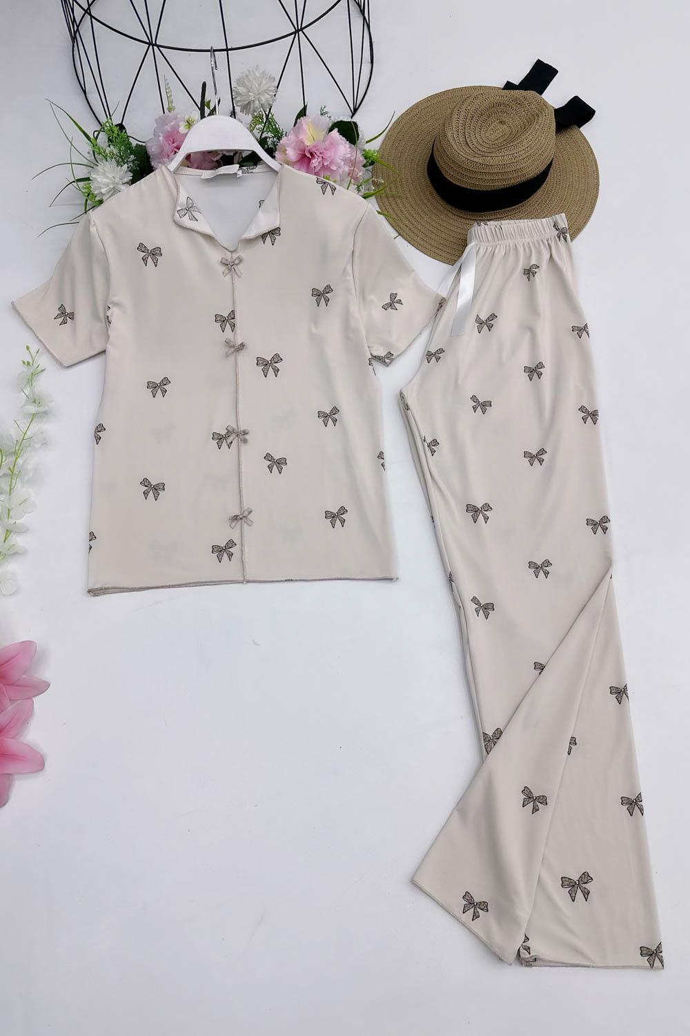 FİYONK DETAYLI KADIN PİJAMA TAKIMI