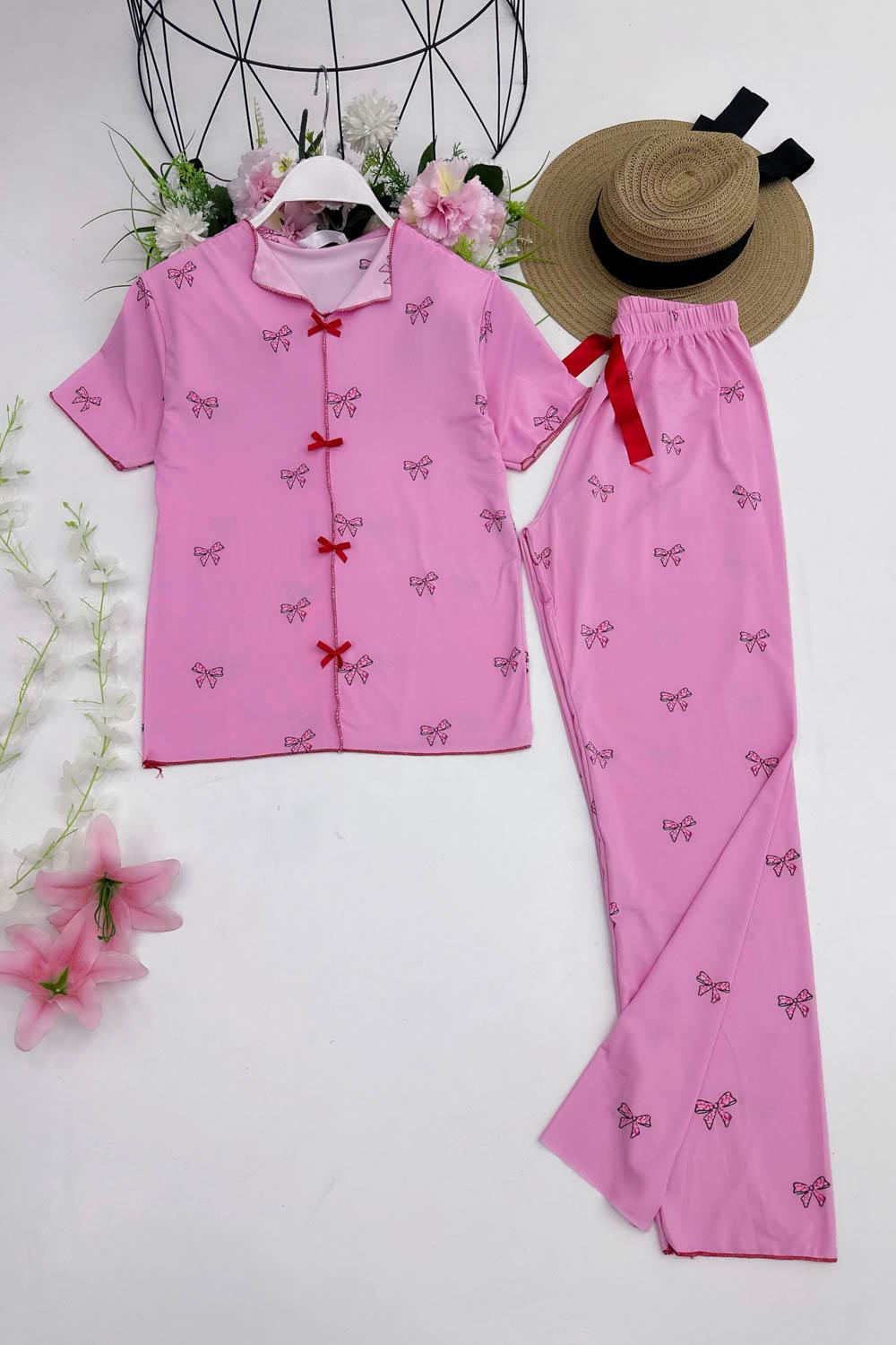 FİYONK DETAYLI KADIN PİJAMA TAKIMI