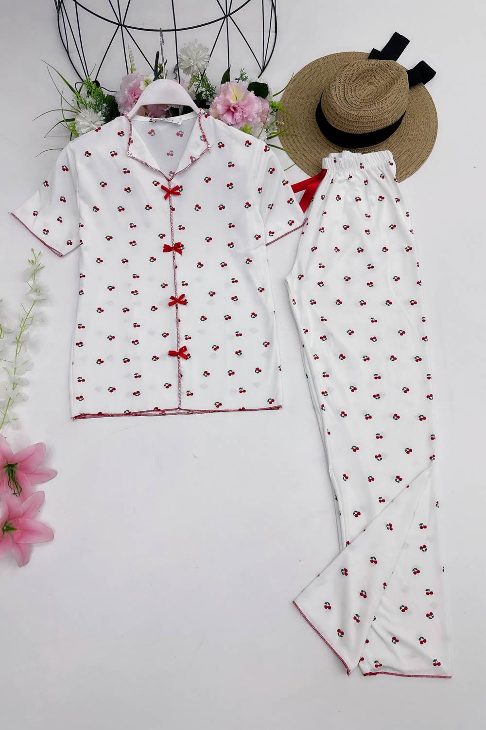 FİYONK DETAYLI KADIN PİJAMA TAKIMI