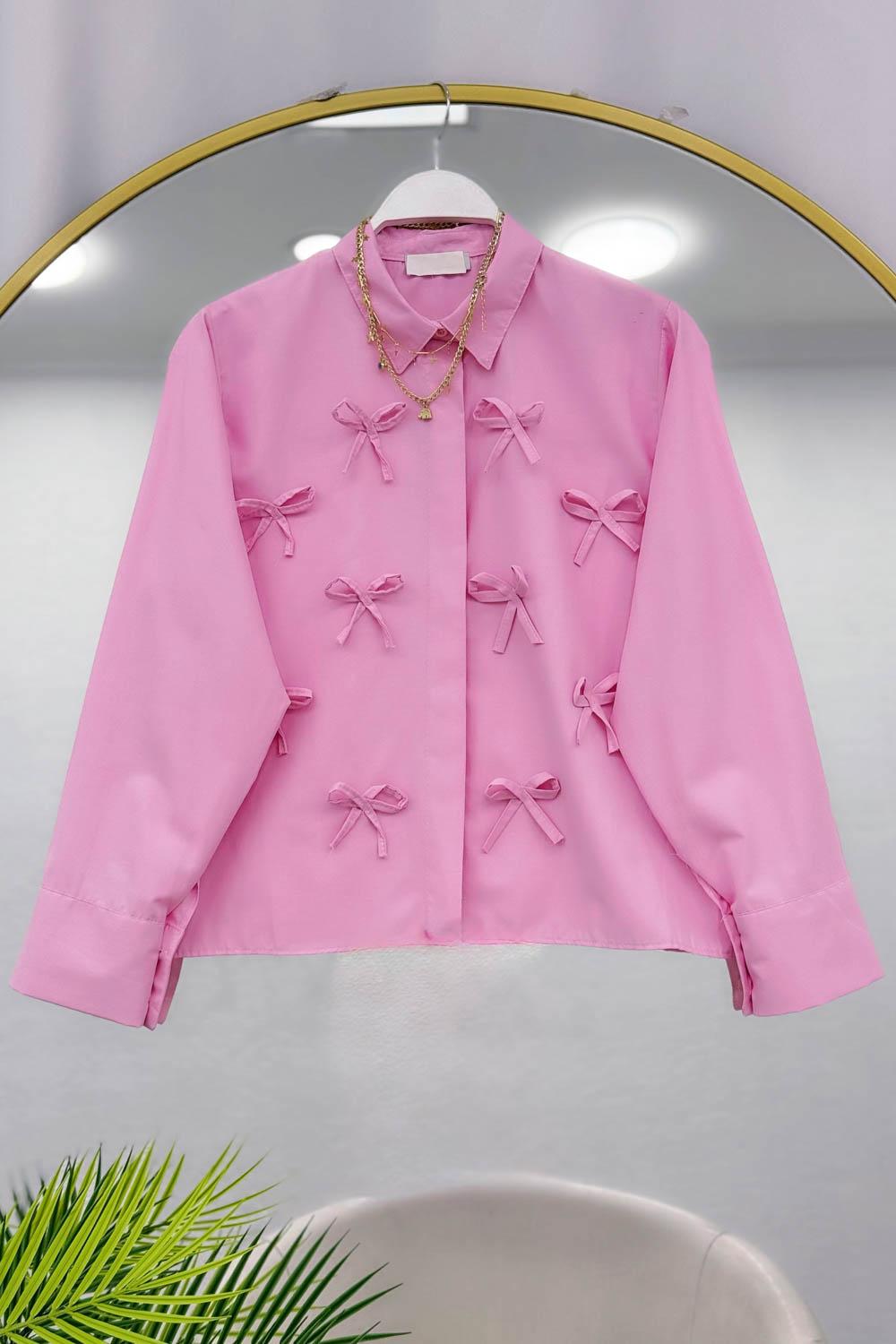 FİYONK DETAYLI KISA KADIN  GÖMLEK