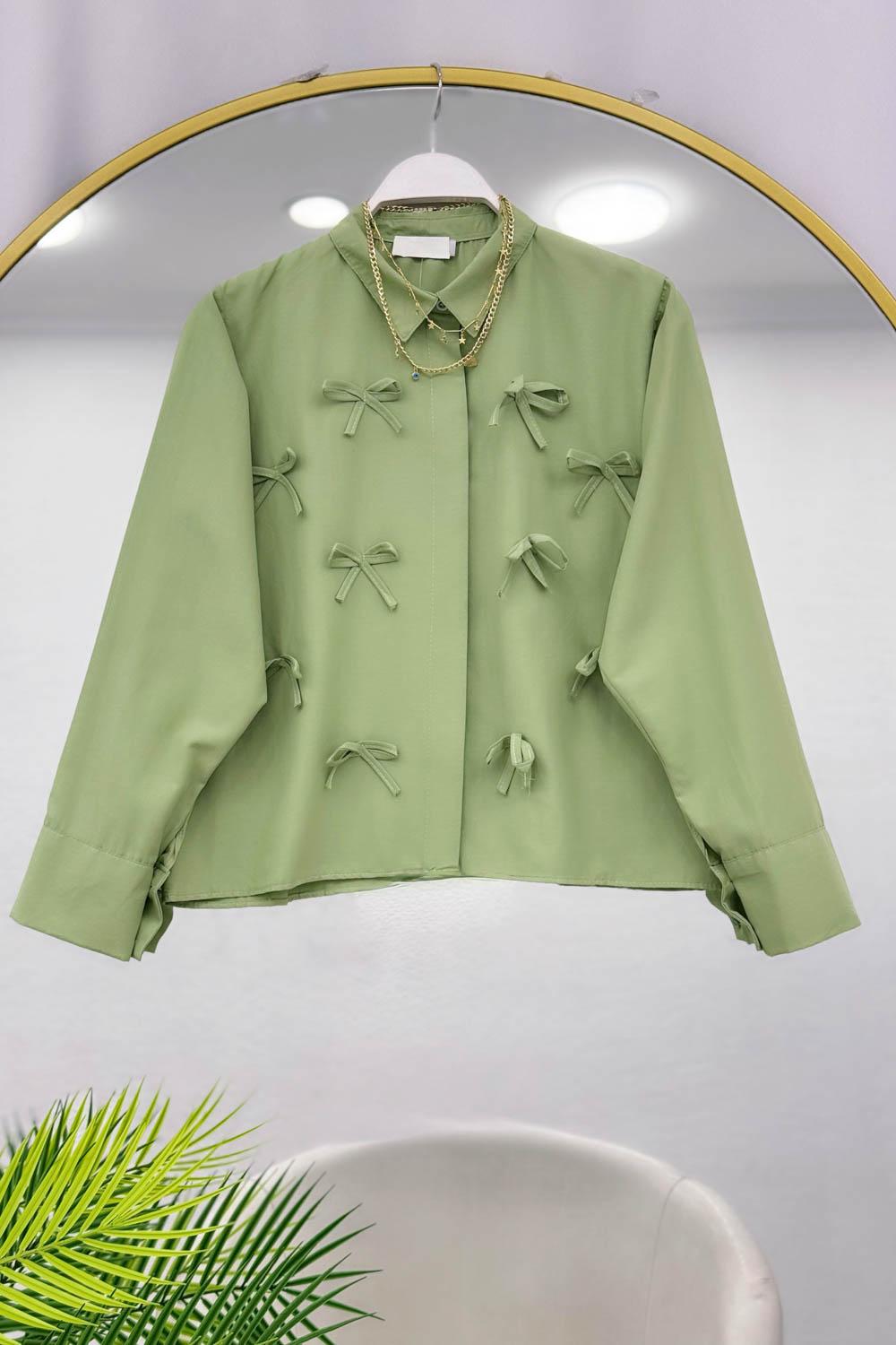 FİYONK DETAYLI KISA KADIN  GÖMLEK