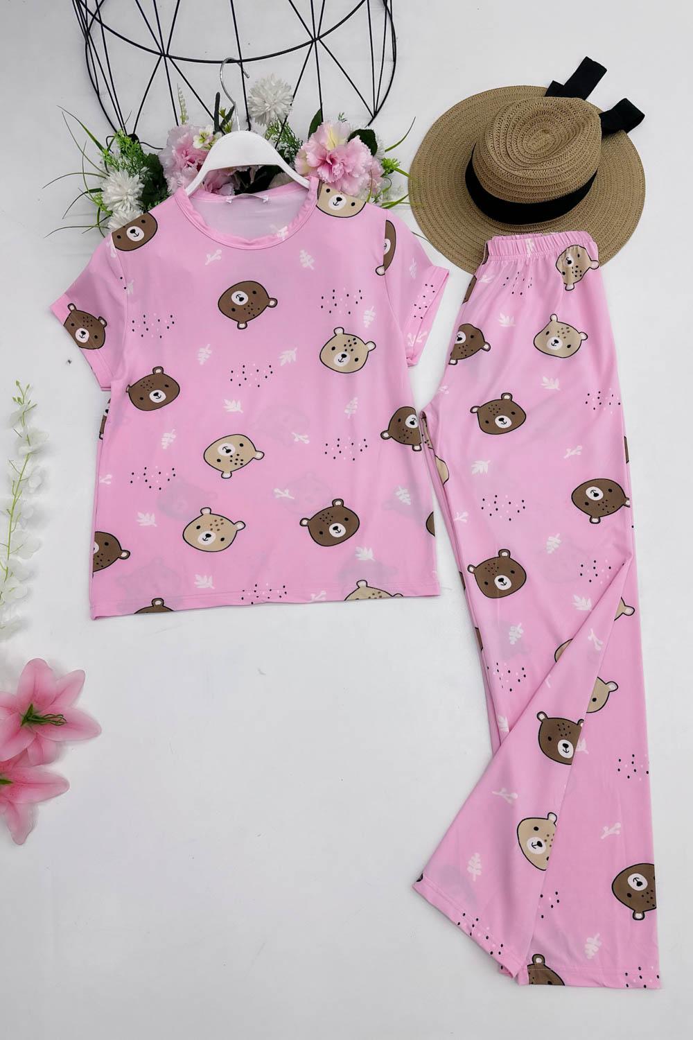 İKİLİ BASKI DETAYLI KADIN PİJAMA TAKIMI