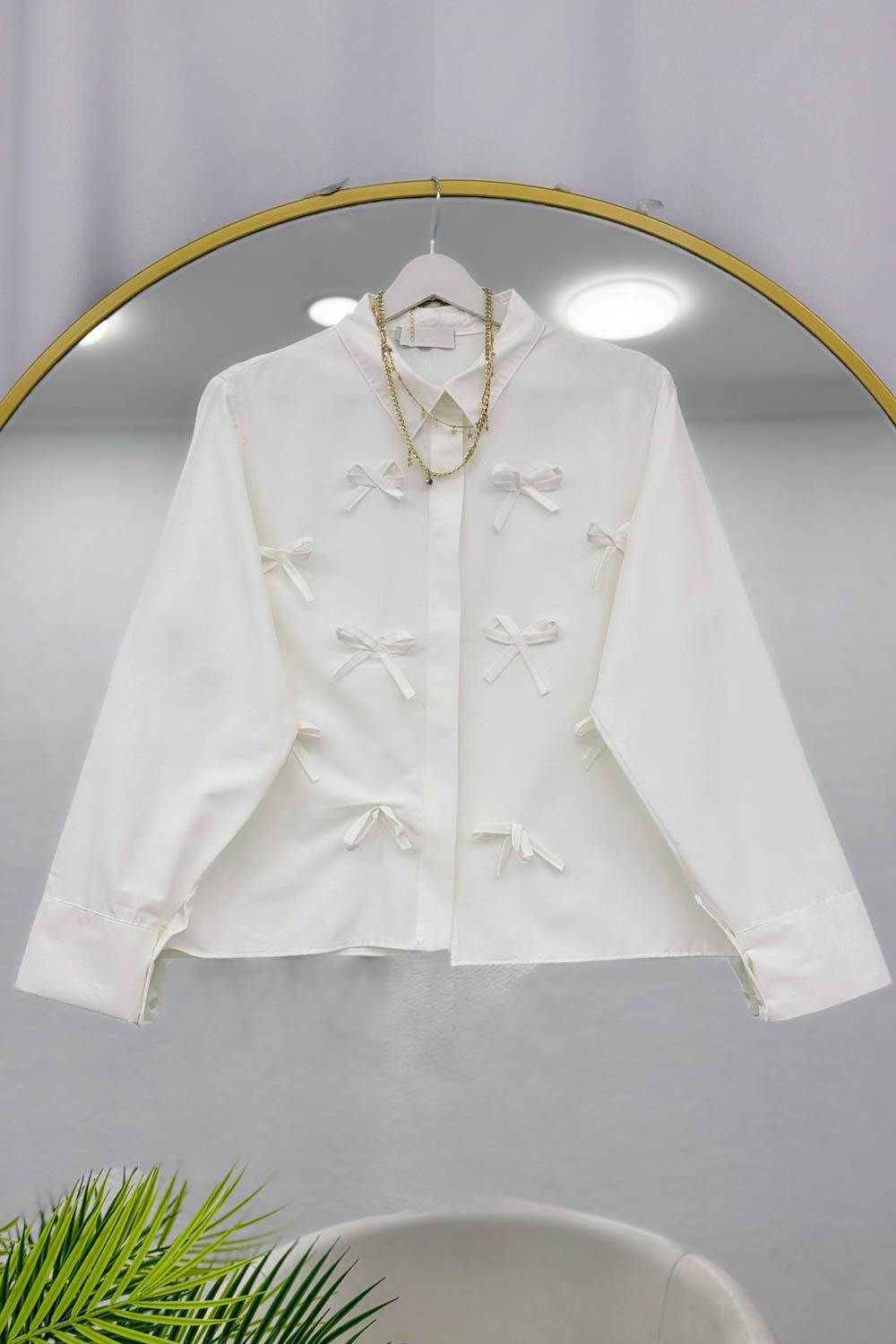 FİYONK DETAYLI KISA KADIN  GÖMLEK