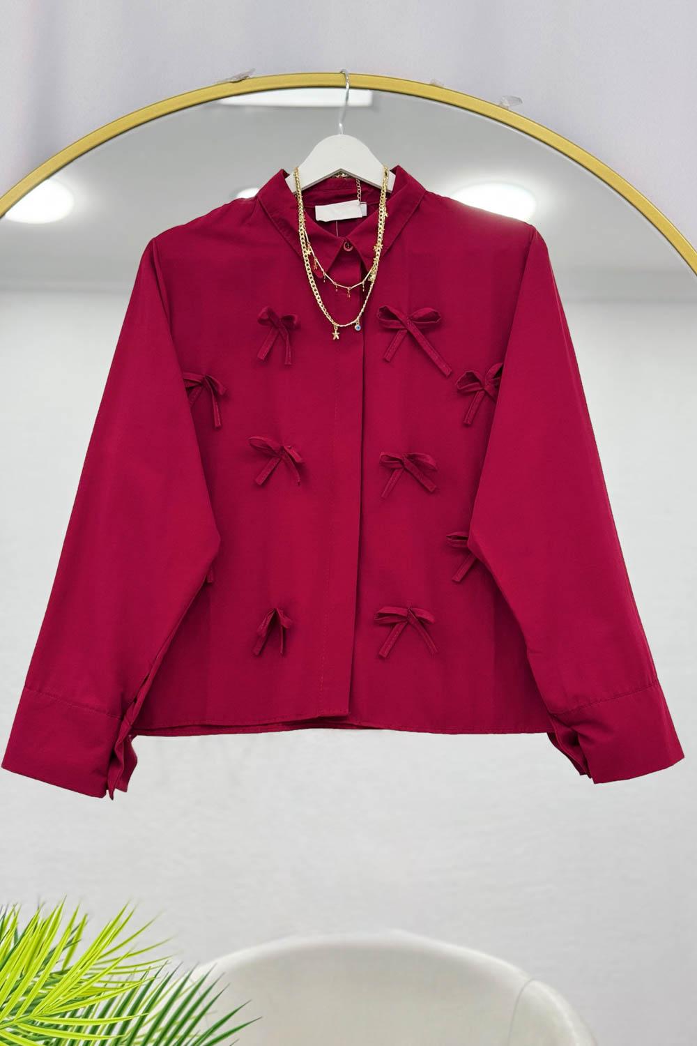 FİYONK DETAYLI KISA KADIN  GÖMLEK