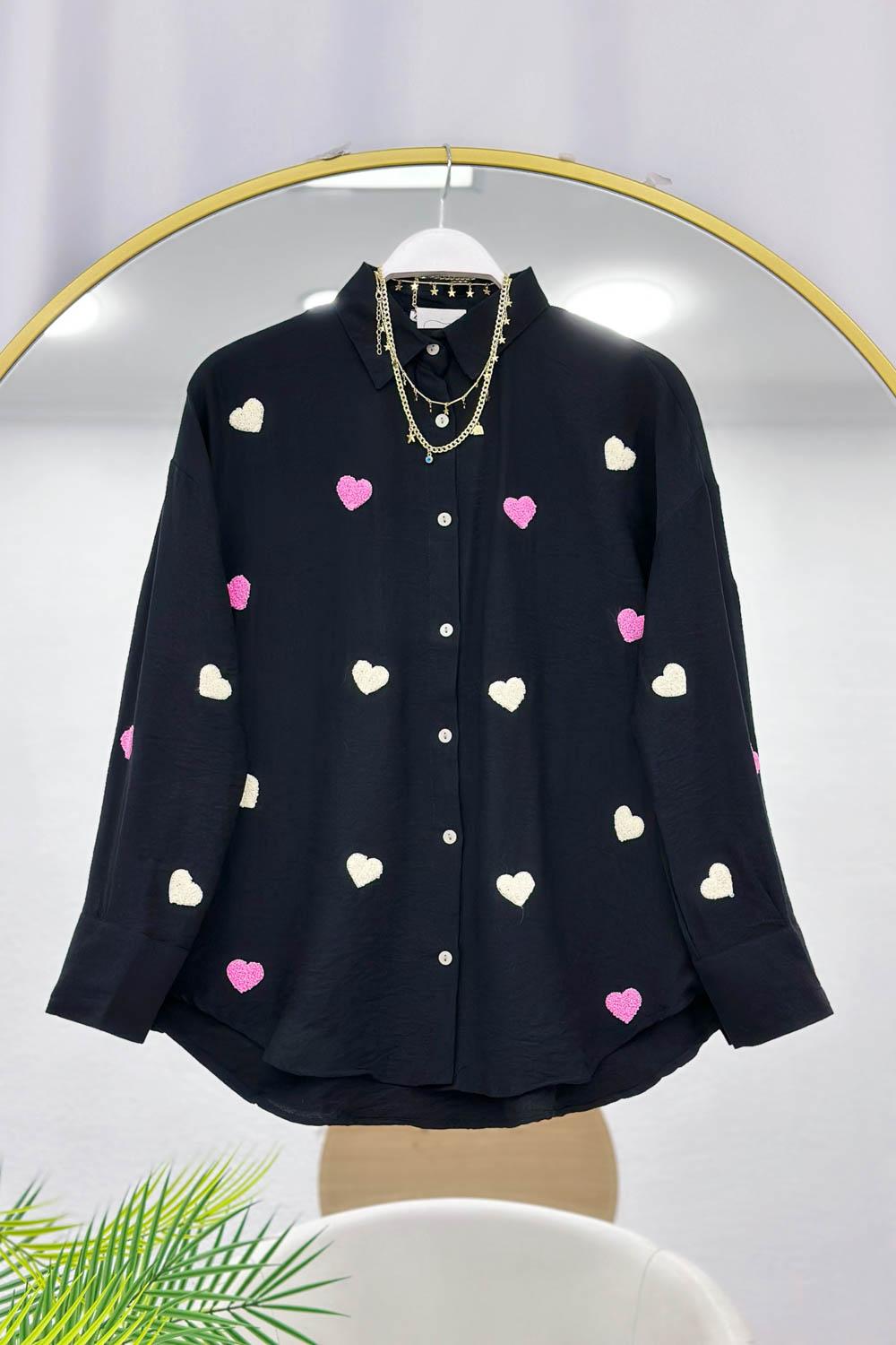 KALP NAKIŞLI KETEN KADIN GÖMLEK