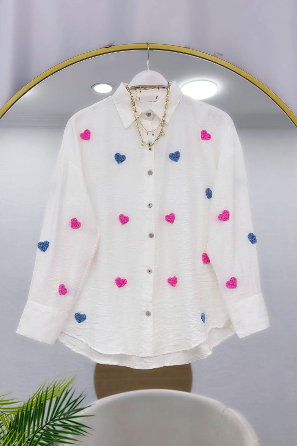 KALP NAKIŞLI KETEN KADIN GÖMLEK