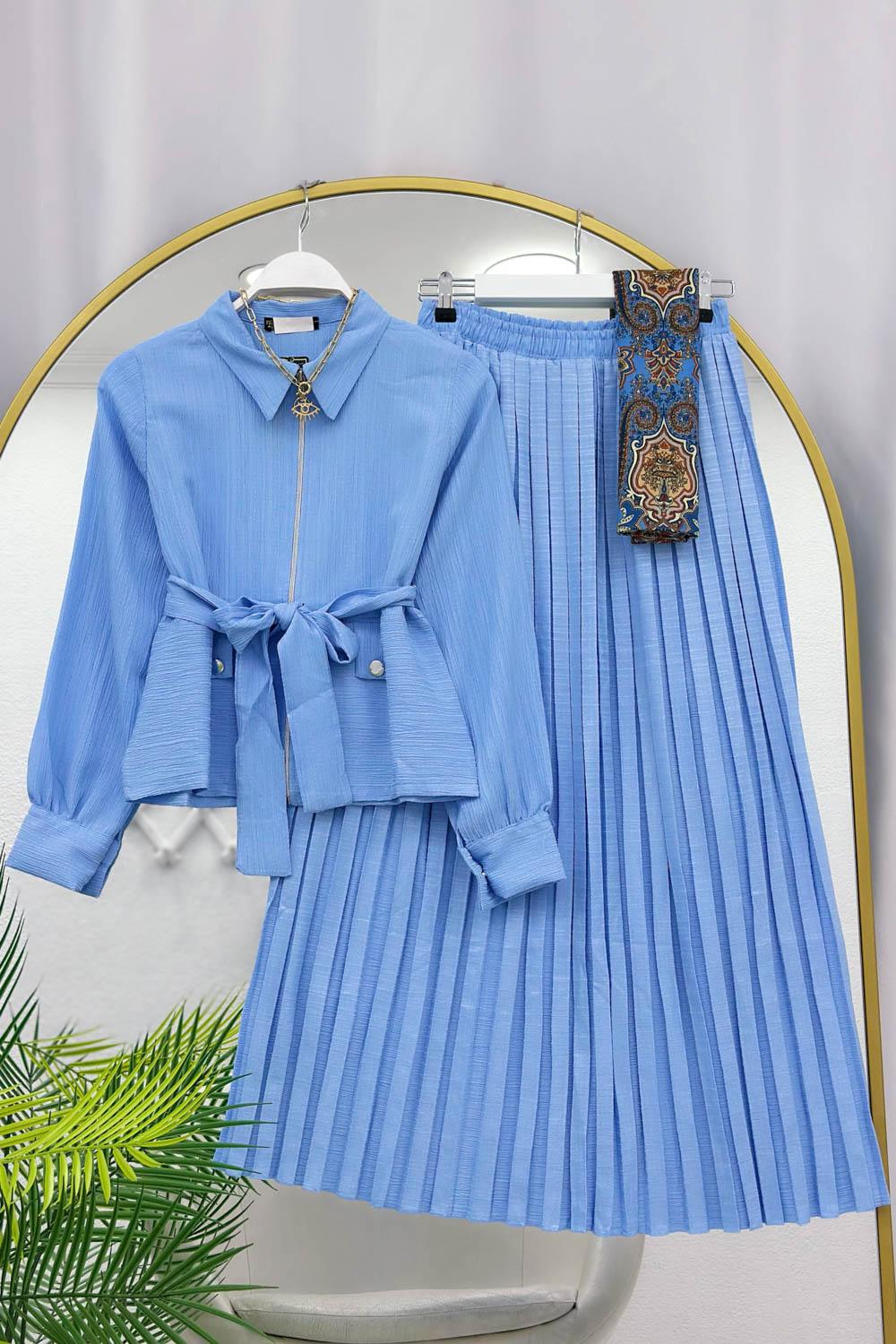 ÇELİK FERMUARLI ETEKLİ CEP DETAYLI KADIN TAKIM