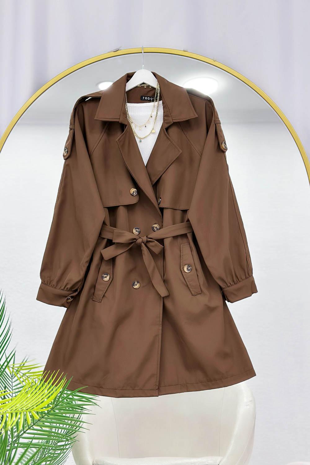 OMUZ DETAYLI TRENÇ KOT