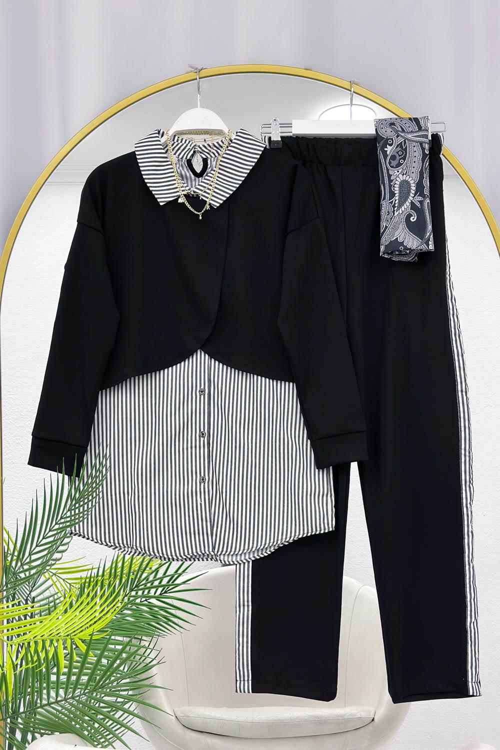 ÇİZGİ DETAYLI PENYE EŞORTMAN TAKIMI