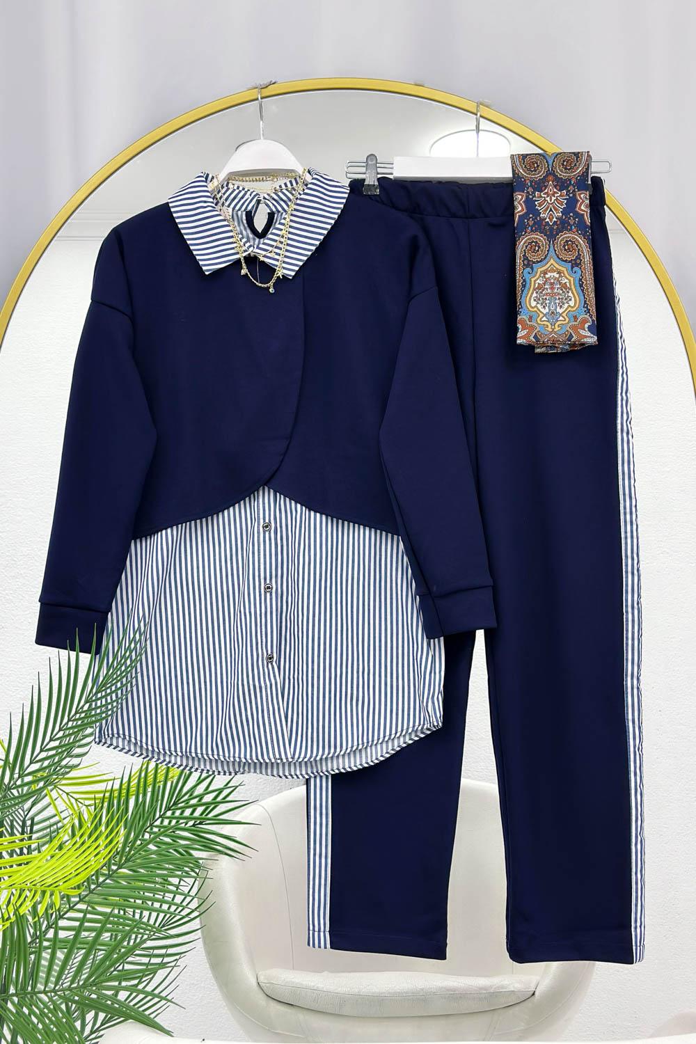 ÇİZGİ DETAYLI PENYE EŞORTMAN TAKIMI