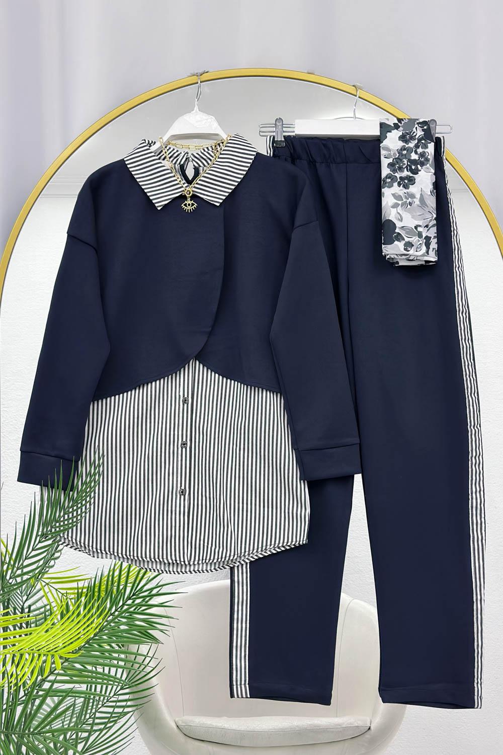 ÇİZGİ DETAYLI PENYE EŞORTMAN TAKIMI