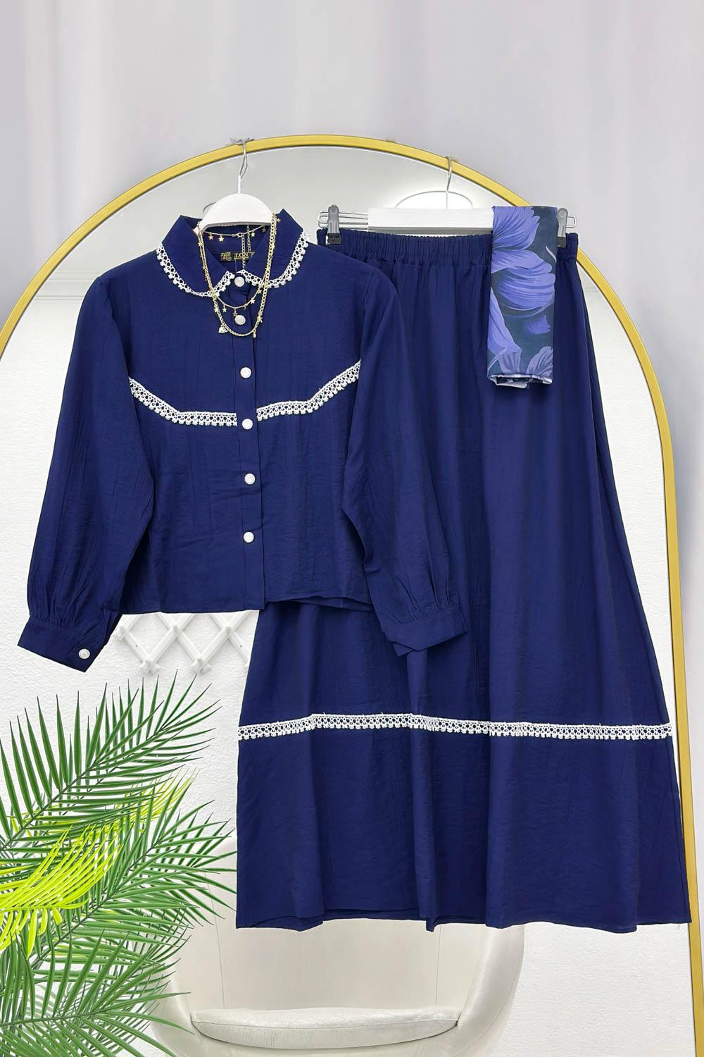 FİSTO GÜPÜRLÜ ETEKLİ KOT TAKIM