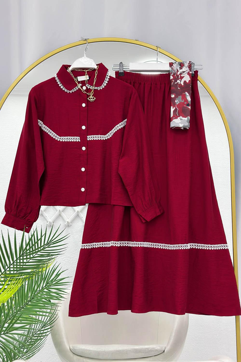 FİSTO GÜPÜRLÜ ETEKLİ KOT TAKIM