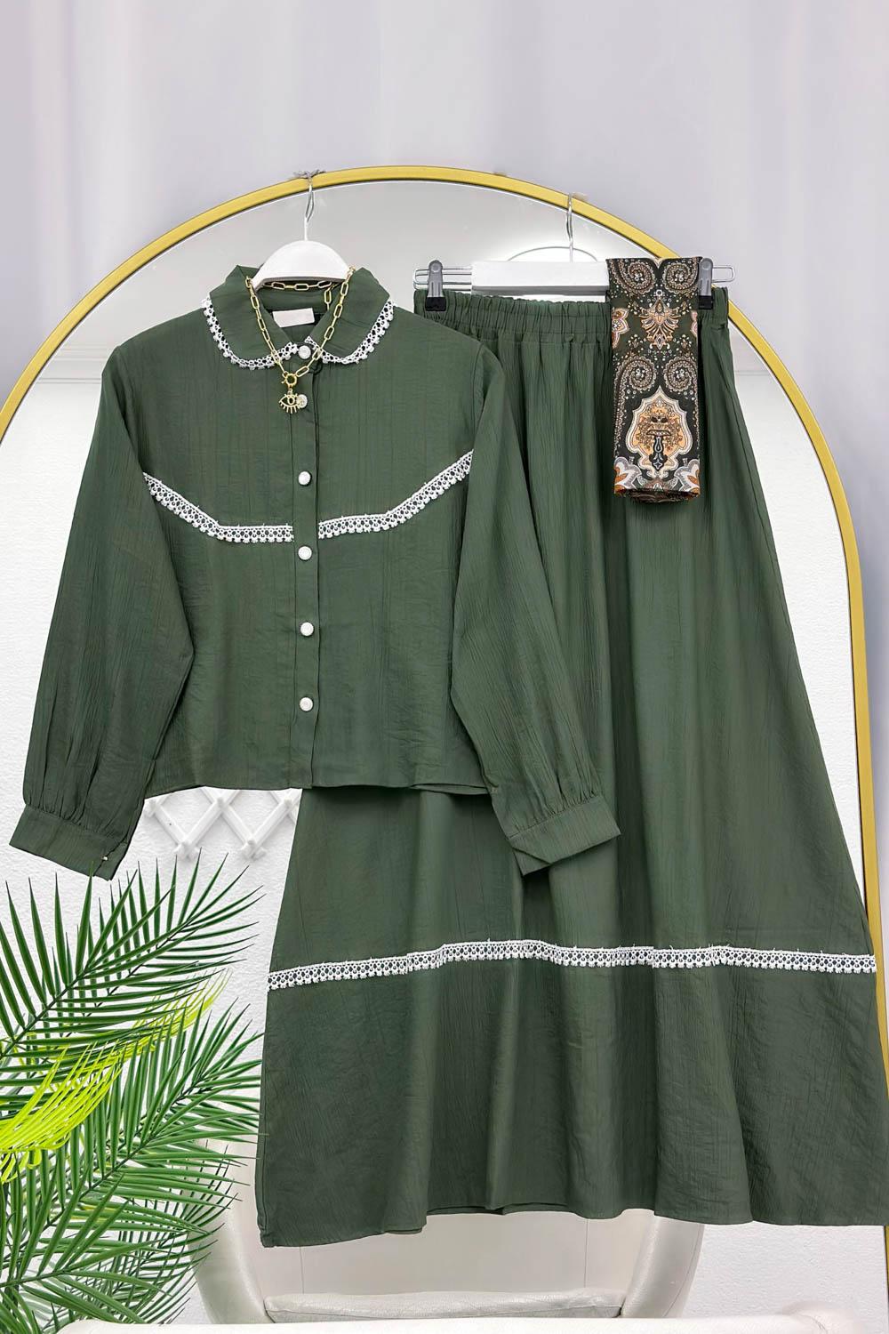 FİSTO GÜPÜRLÜ ETEKLİ KOT TAKIM